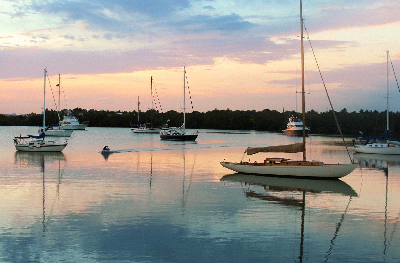 image of sun setting at No Name Harbor